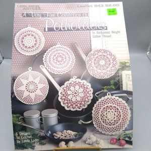 Vintage Crochet Patterns, Very Fine Collection of Potholders 6 Designs by Linda